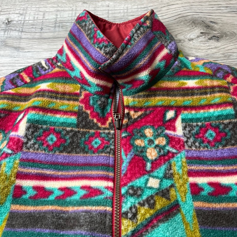 Australia Sportswear Fleece Vest Mens XL Multi Aztec Tribal Geometric Full Zip - Picture 3 of 9